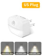 LED Night Light EU US Plug In Smart Motion Sensor Light 220V Wall Lamp For Home Aisle Hallway Stair Kitchen Bedroom Night Lamp