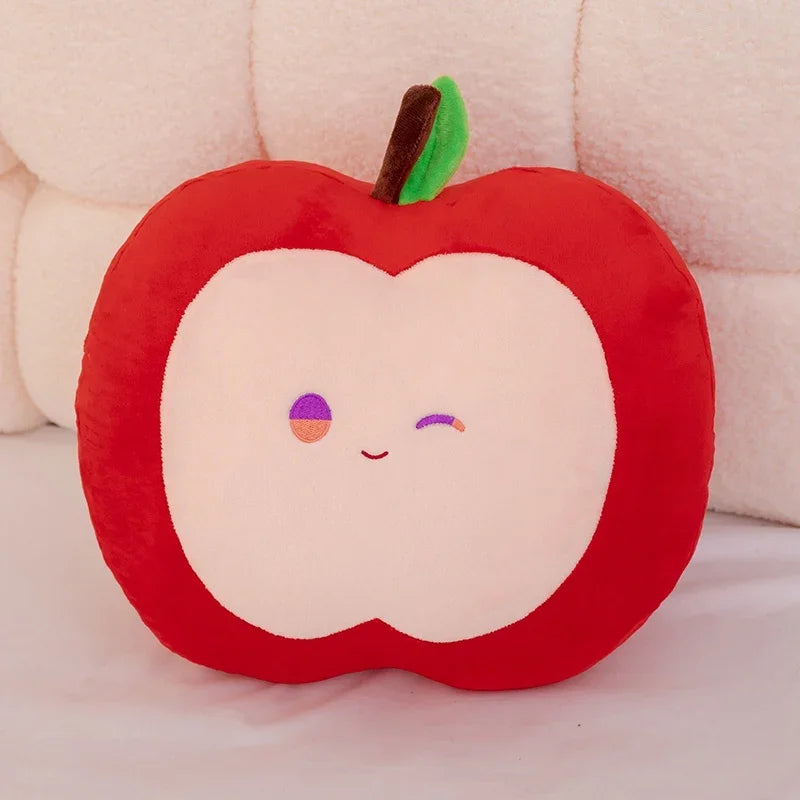 Squishy Red or Green Apple Plush Toy Pillow Stuffed Soft Fruit Apple Doll Cute Huggable Pillow Kids Christmas Birthday Gift