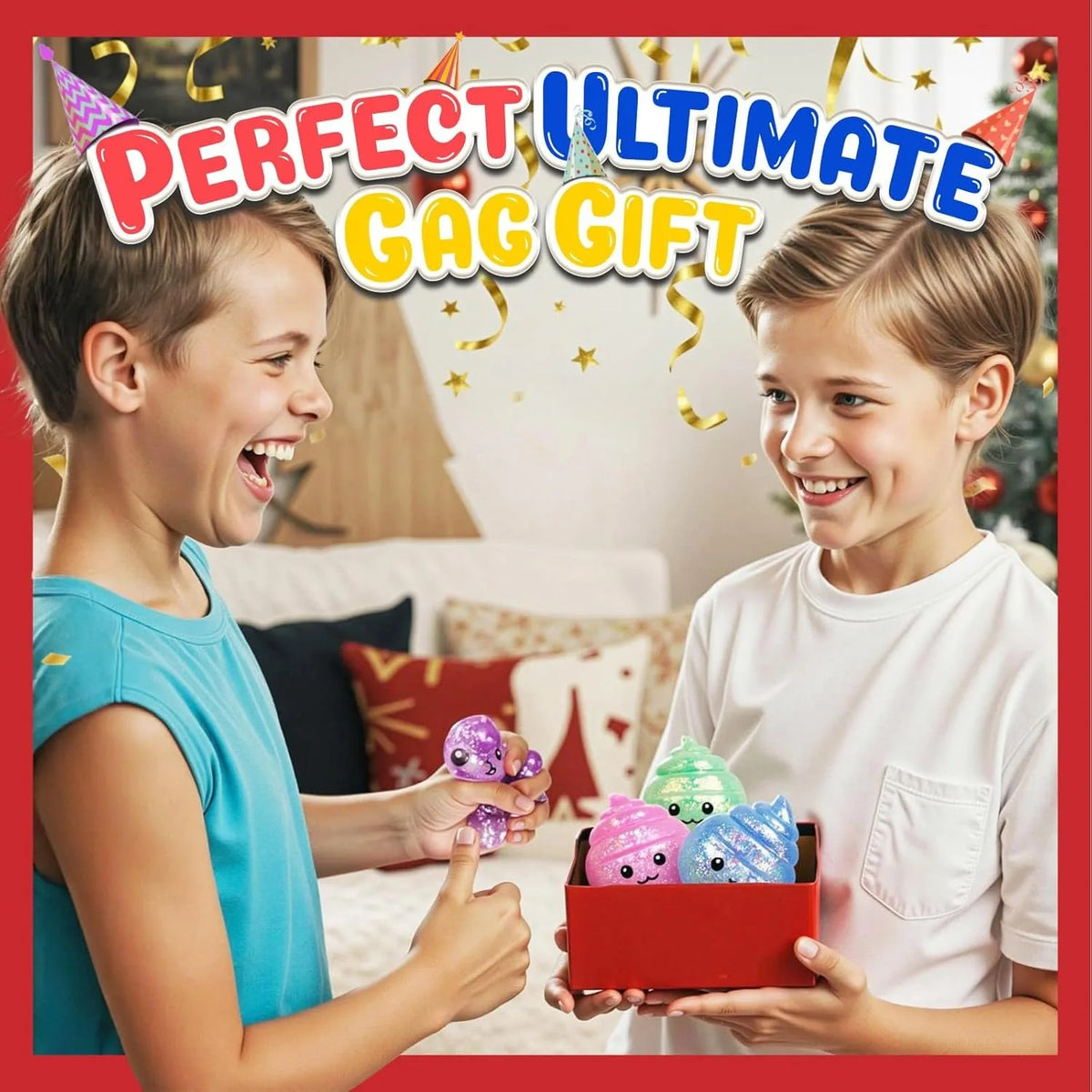 Prank Gift Glitter Funny Stress Ball Squishy Poo Squishies Toys Stretch Squeeze Fidget Novelty Toys for Kids Adults Fool Day