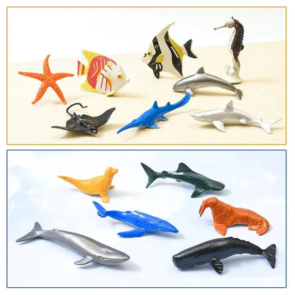 56pcs/set Plastic Simulated Sea Life Toy Model Realistic Marine Animals Whale Shark Dolphin Turtle Toys For Kids Christmas Gifts