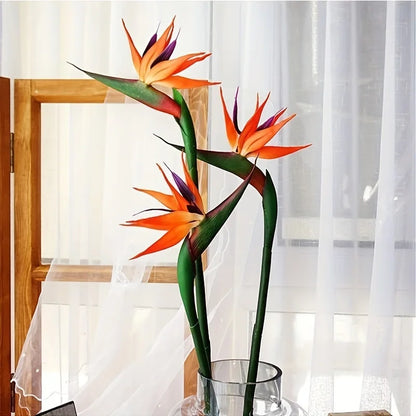 3pcs Artificial Bird Of Paradise Flowers Rubber Strelitzia 24.5'' Long Stem Flower Suitable For DIY Home Party Theme Decor