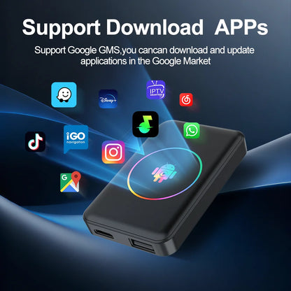 Android 14 4+64G Wireless CarPlay Ai Box Kowankit Smart HDMI Plug & Play 5 in 1 Android Auto Car Tv Box For YouTube Netflix 2026