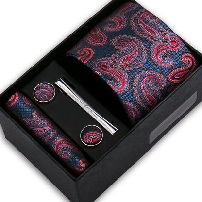 Classic Mens Tie Set Paisley Hanky Cufflinks In Gift Box Jacquard Woven Neckties Set For Men Formal Wedding Fashion Accessories