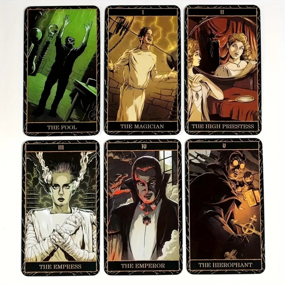 1 Set of Monster Tarot Cards - Divination Board Game, Family Gathering Entertainment Cartridge Guide, Including Frankenstein, Dr
