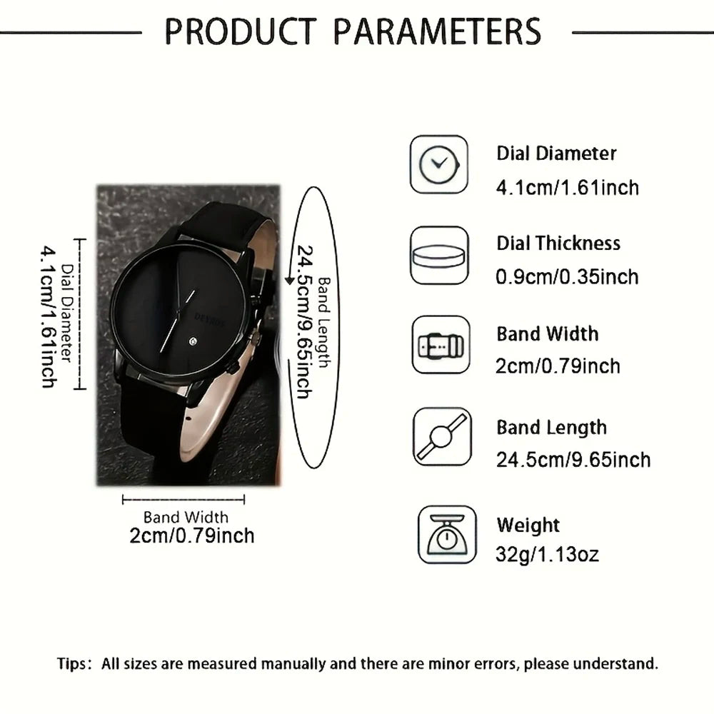 4pcs New Men's Business Fashion Round Quartz Watch Set Gifts for men