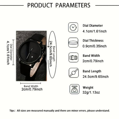 4pcs New Men's Business Fashion Round Quartz Watch Set Gifts for men