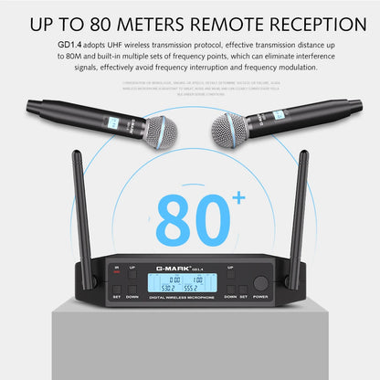 Microphone Wireless G-MARK GD1.4 Professional UHF System Handheld Mic For Stage Speech Wedding Show Band Home Party Church