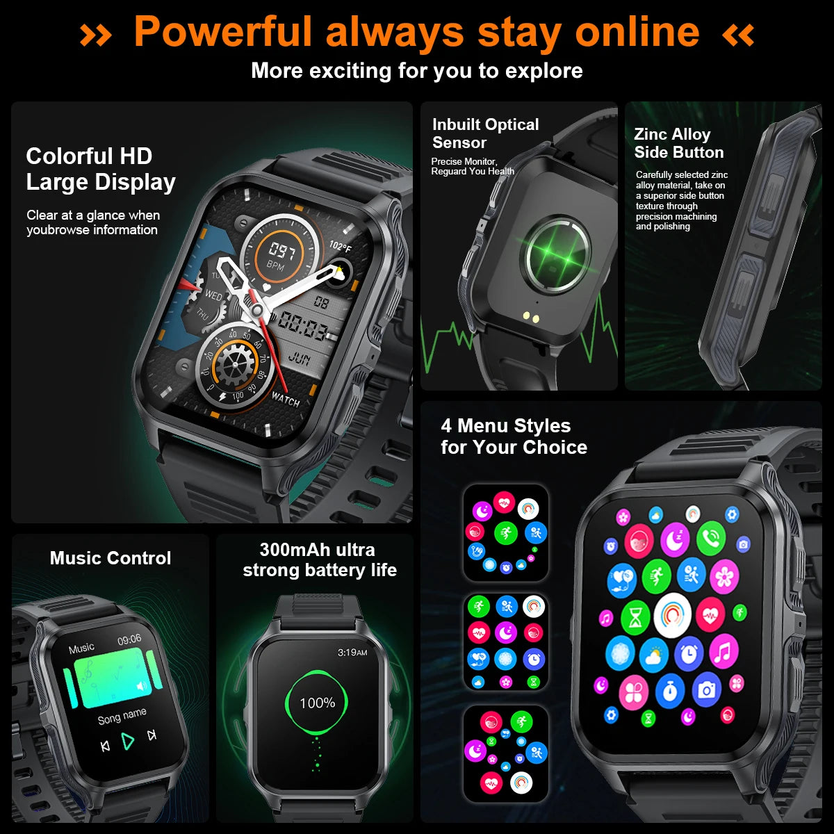 2026 Męski Zewnętrzny Smartwatch Monitor Zdrowia Wojskowy Bezprzewodowe Połączenia Fitness Wodoodporny Sportowy Smartwatch Na Telefony IOS Android