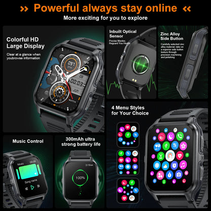 2026 Męski Zewnętrzny Smartwatch Monitor Zdrowia Wojskowy Bezprzewodowe Połączenia Fitness Wodoodporny Sportowy Smartwatch Na Telefony IOS Android