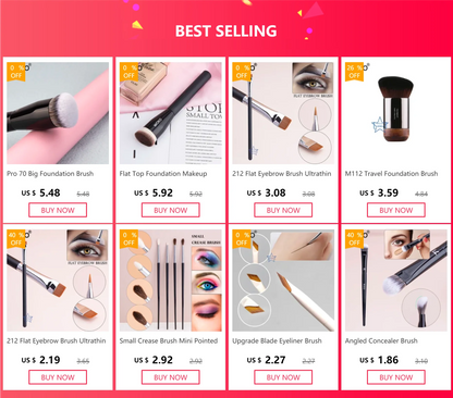 Makeup Eyeshadow Brushes Flat Eye Shadow Shader Crease Blending Brushes Goat Hair Eye Shadow Liquid Cream Powder Make Up Tool