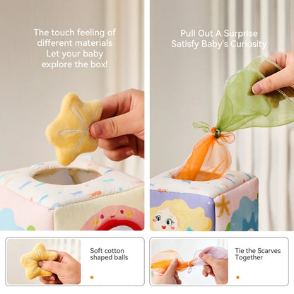 Baby Montessori Toy cotton Magic Tissue Box Finger Exercising Busy Board Game Cloth Book Cartoon Mermaid Puzzle Toy Girl's Gifts