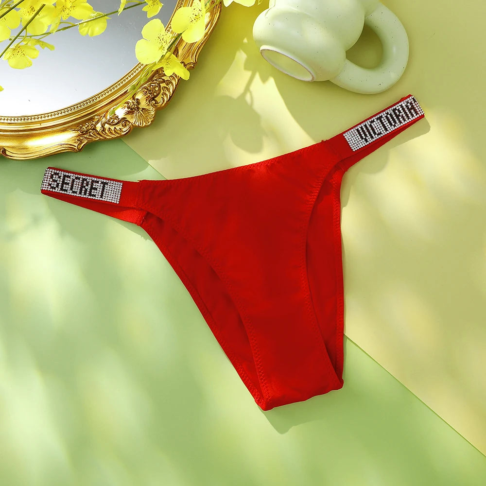Victoria's Secret Women's Classic Striped Versatile Lace Sexy Panties Shaping Breathable Soft V-Chain Underwear Thong