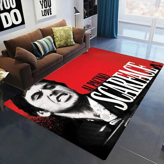 Retro S-Scarface Doormat Vintage Non Slip Carpet for Living Room Sofa Decor Modern Floor Mat for Men Bedroom Durable Area Rug