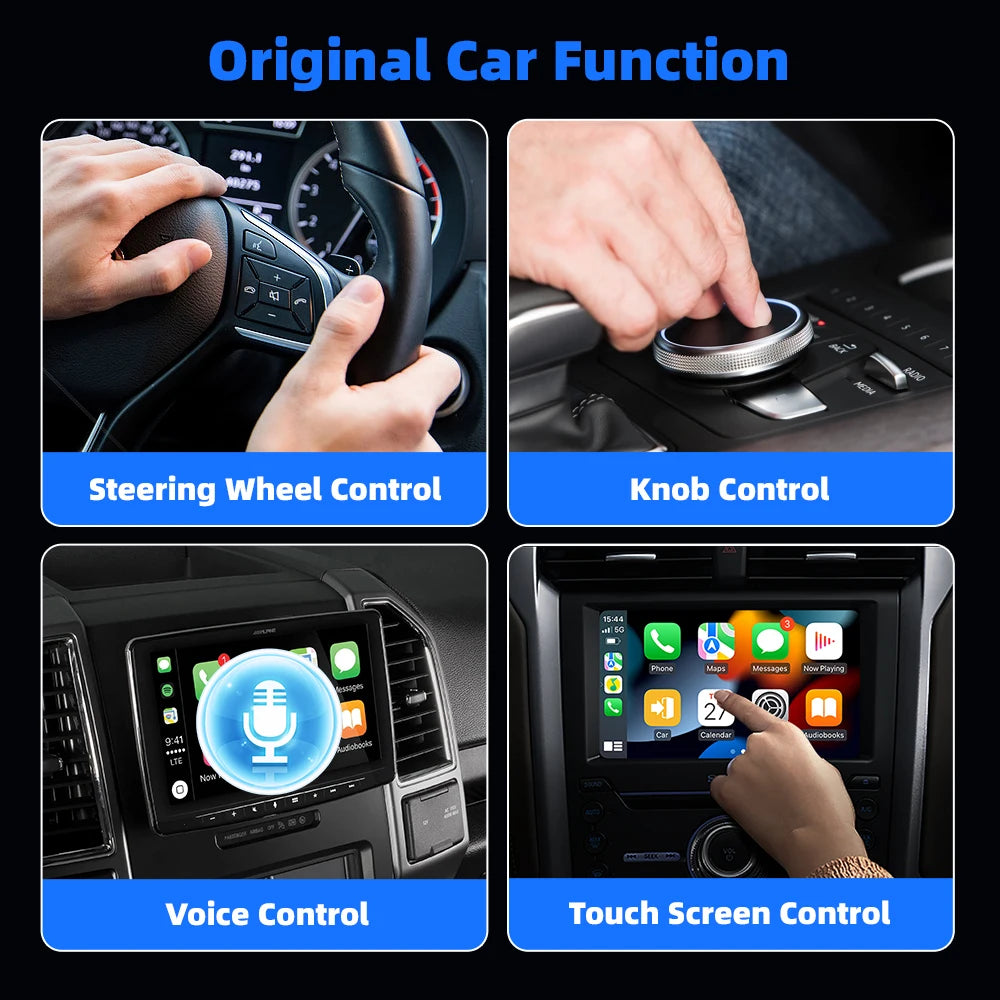 EKIY 2in1 Wireless CarPlay Adapter Wireless Android Auto Dongle AI Smart Box Car Intelligent Systems For Car With Wired CarPlay