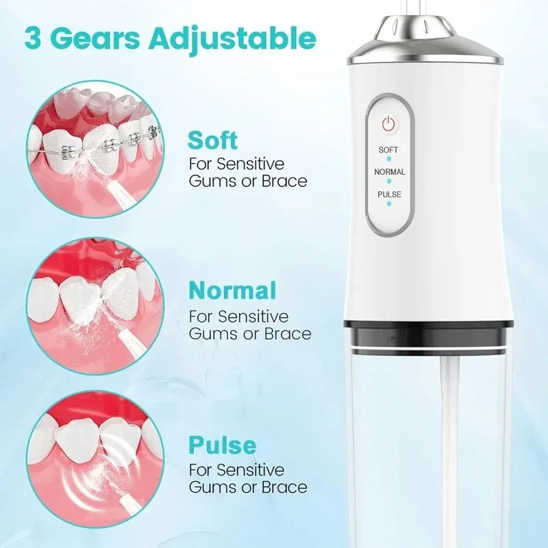 Powerful Battery Portable Electric Individual 230 Ml 3 Modes Toothbrush Combo Teeth Cleaning Oral Irrigator Water Dental Flosser
