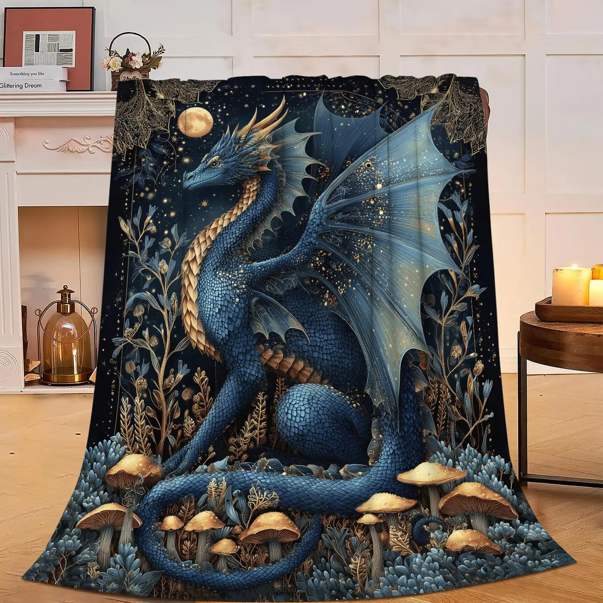 Vintage Grunge Great White Shark Letter Print Flannel Throw Blanket, Soft Warm Sofa Cover, Ocean Gift For Bedroom Daily Rest Use