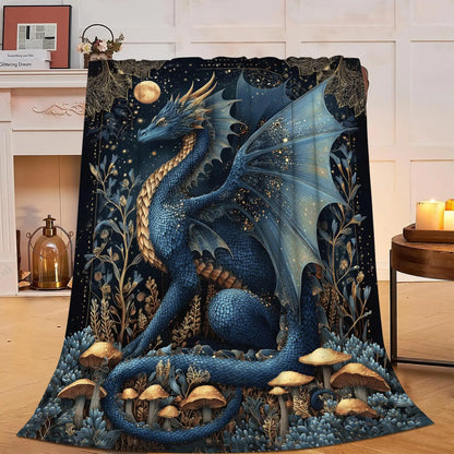 Vintage Grunge Great White Shark Letter Print Flannel Throw Blanket, Soft Warm Sofa Cover, Ocean Gift For Bedroom Daily Rest Use