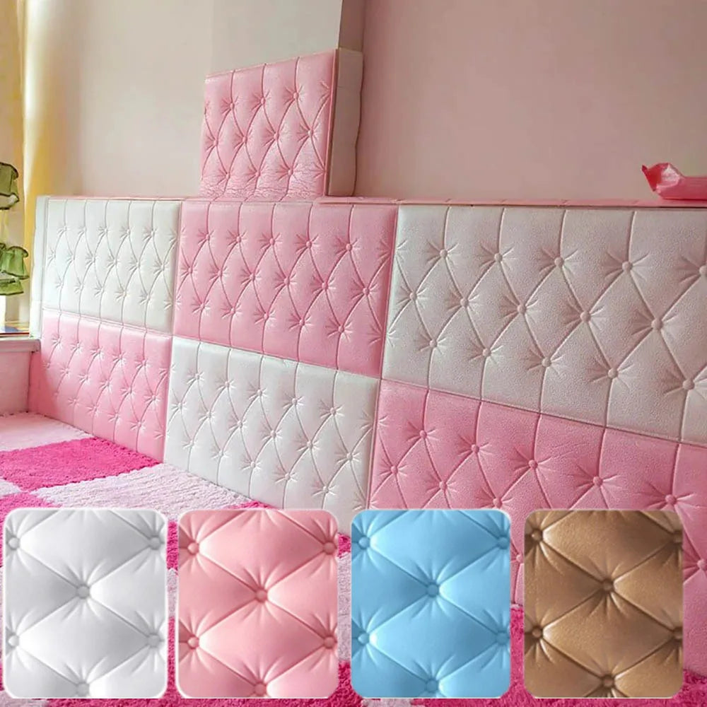 Self adhesive anti-collision soft foam pad 3D tatami thick wall sticker wallpaper for children's bedroom living room wall pad