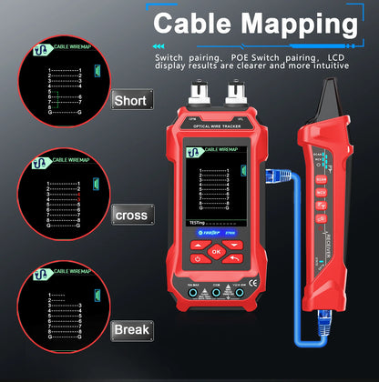 TOOLTOP Network Cable Tester 4 in 1 Multi-function Fiber Optical Power Meter Visual Fault Locator noise-free LAN Line Tracking