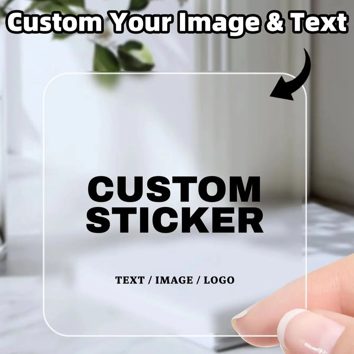 1‑200Pcs Square Custom Stickers,Personalized Text Image Labels for Party Guests,Gift Favors,Handmade Projects&Celebration Decor