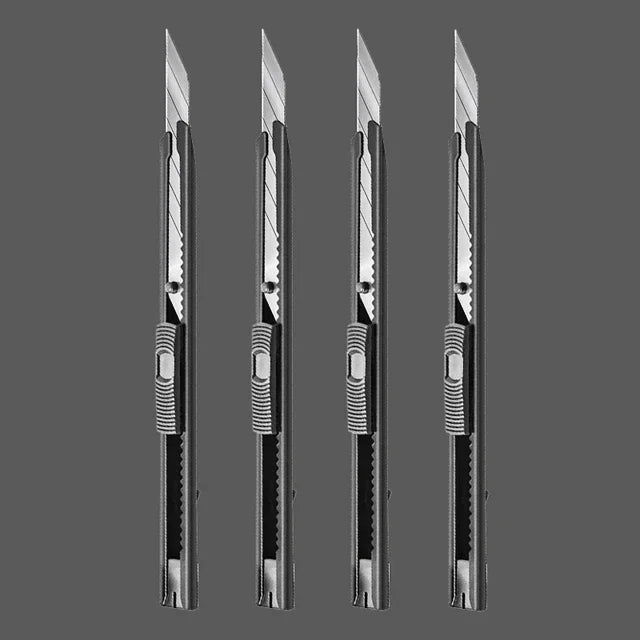 Deli Retractable Office Use Utility Knife High Carton Steel 9mm 30 Degree Blade Box Cutter Self-Locking Design Cutting Knives