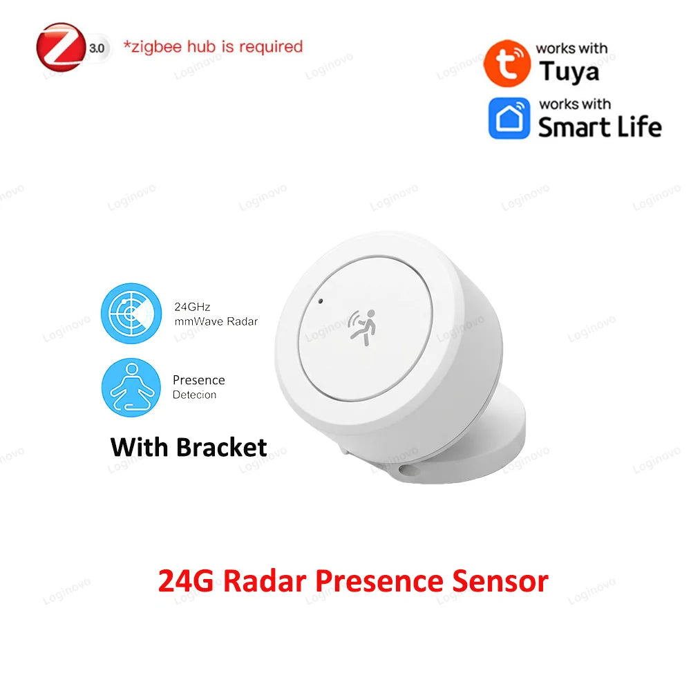 Zigbee 24G Mmwave Radar Presence Sensor Optional Temperature Humidity Brightness Motion Detector Work With Zigbee2mqtt TUYA Hub