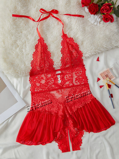 Push Up Women's Hollow Erotic Lingerie Set Lace Transparent Underwear Slim Fit Erotic Bra Set Lace Sexy Fashion Sleepwear Dress