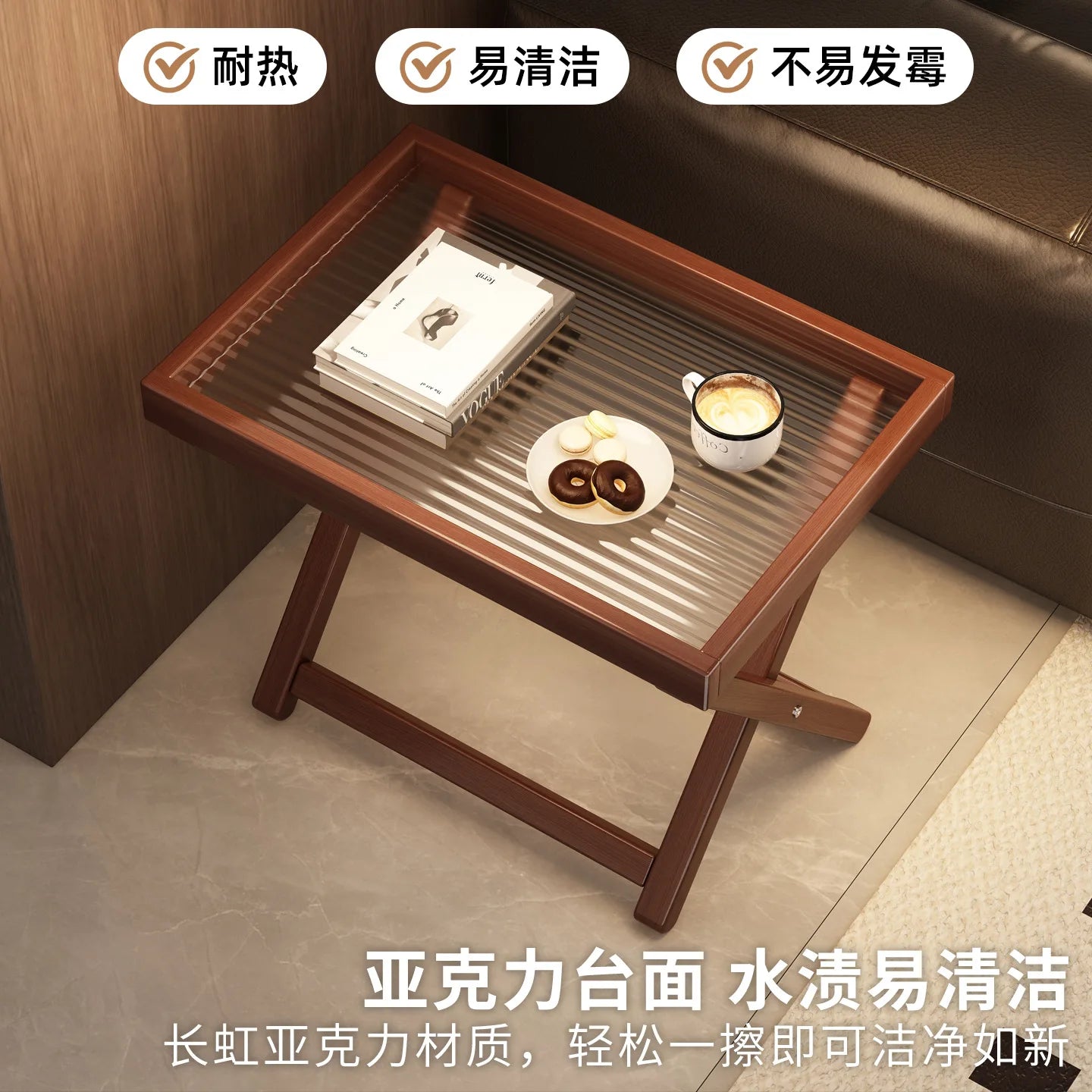 Space-Saving Foldable End Table: Minimalist Corner & Couch Side Table with Shelf – Perfect for Living Room, Balcony or Bedside
