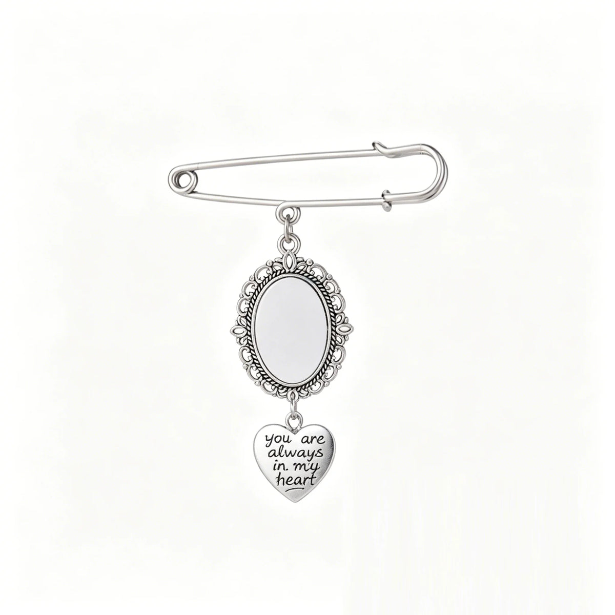 Custom Bride's Commemorative Bouquet Pendant with a Memorial Photo, Bouquet Memory Pendant, Oval Commemorative Pin with Picture