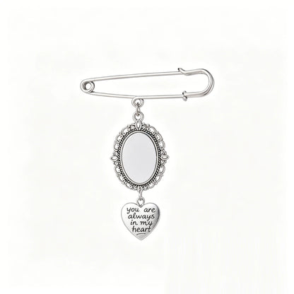 Custom Bride's Commemorative Bouquet Pendant with a Memorial Photo, Bouquet Memory Pendant, Oval Commemorative Pin with Picture