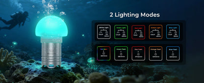 Wurkkos DL04 RGB Signal Light 9 RGB Modes IPX8 Waterproof Detachable 800mAH Battery, Jellyfish Design for Camping, Diving