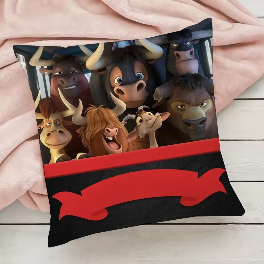 Cute Cartoon Ferdinand Pillow Case Pillowcase Anti-dustmite Pillow Invisible zipper silky short plush Sofa cushion cover