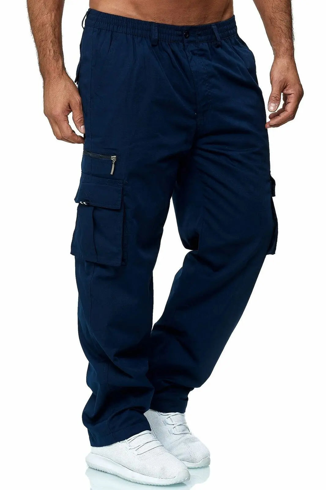 2025 New Men Sweatshirts Jogging Pants Men Casual Pants Men Stylish Color Block Zip Pockets Drawstring Sports Skinny Pants Trous