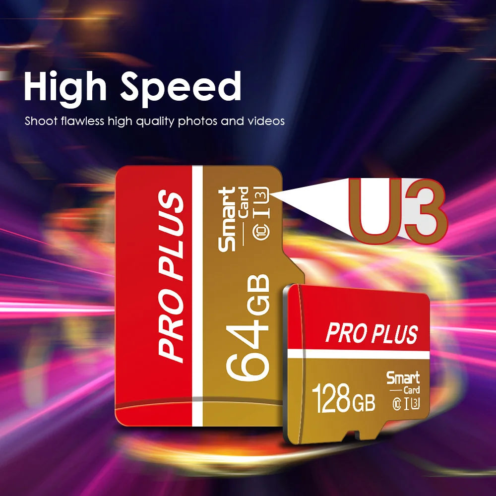 Red Pro High Speed Micro TF SD Card 128GB 256GB Class10 U3 V30 Up to 100MB/s for Camera Drone Driving Recorder Memory Card
