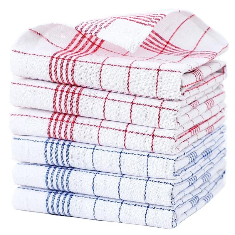 Large Plaid Kitchen Dish Towels Absorbent Tea Towels Soft and Reusable Cleaning Cloths Quick Drying Dish Rags for Washing Dishes