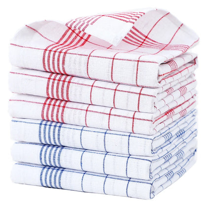 Large Plaid Kitchen Dish Towels Absorbent Tea Towels Soft and Reusable Cleaning Cloths Quick Drying Dish Rags for Washing Dishes