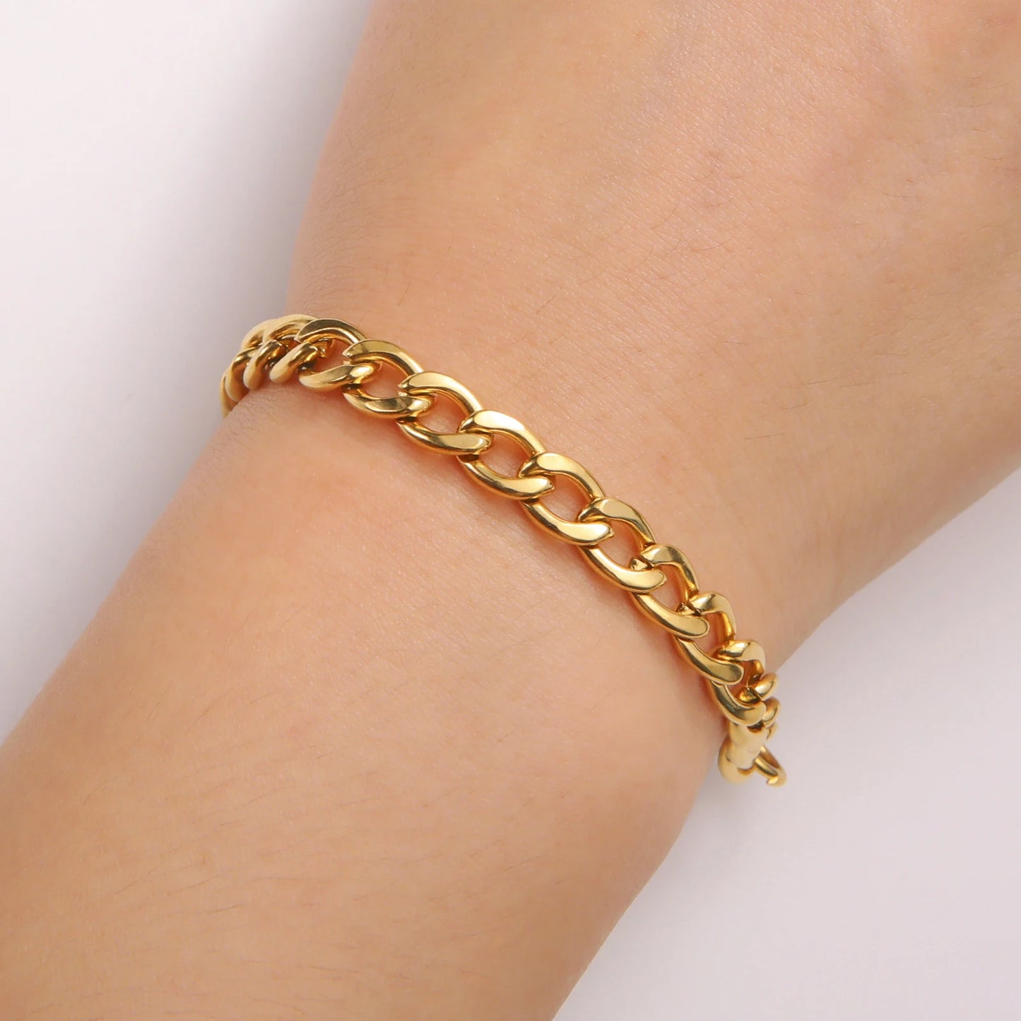 Punk Cuban Chain 3-10mm Wide Minimalist Bracelet Men Women Stainless Steel Gold Color Basic Hip Hop Figaro Chain Jewelry Gift