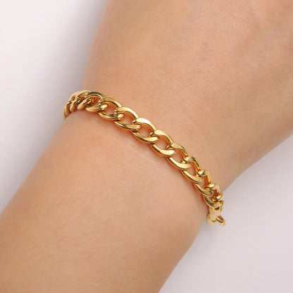Punk Cuban Chain 3-10mm Wide Minimalist Bracelet Men Women Stainless Steel Gold Color Basic Hip Hop Figaro Chain Jewelry Gift