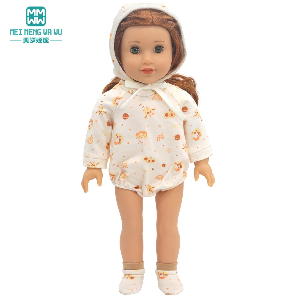 Fits 17-18inch American Doll and New Born Doll Clothes Fashion Dresses, Hooded Jumpsuit, Cardigan Strap Skirts Toys Gifts