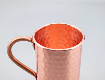 400ml Vintage Pure Copper Cup, Thickened Hammer Texture 100% Copper Breakfast Milk Coffee Mug, Handcrafted Tea Tumbler Drinkware