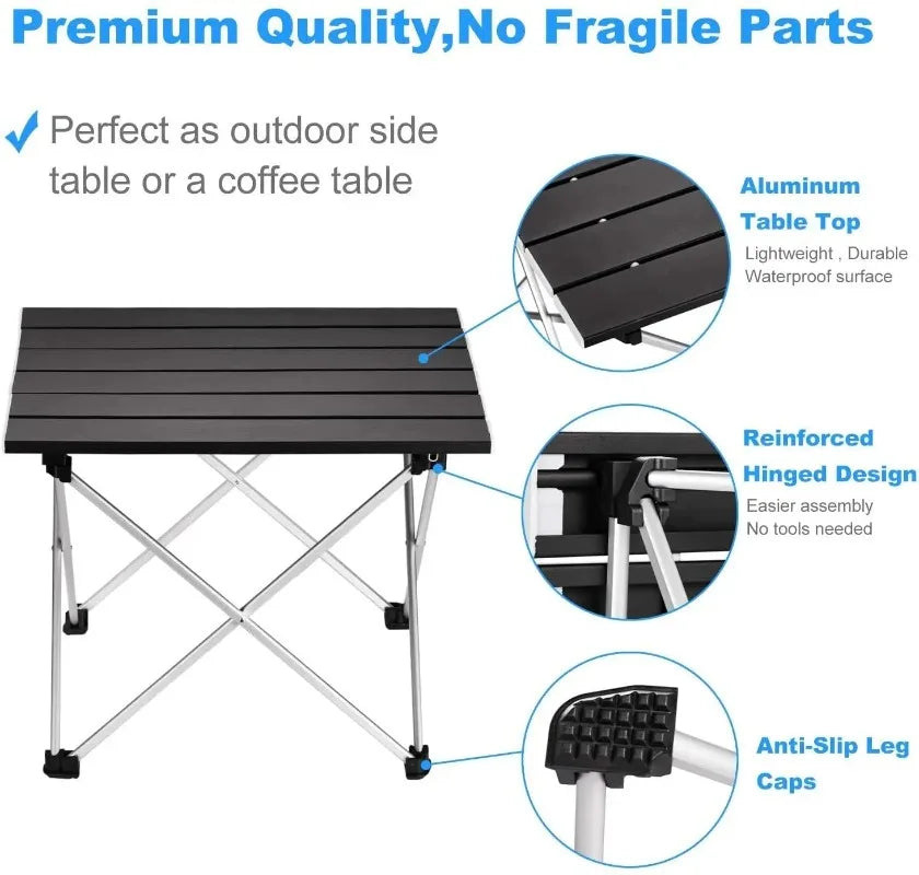 Ultralight Folding Camping Table, High Strength Aluminum, Portable Outdoor Dinner Desk for Picnic BBQ Garden Party, Foldable