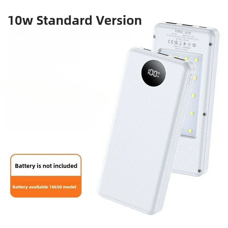 22.5W Fast Charging & Wireless Charging 18650 Battery Power Case - 8x18650 Battery Holder with Outdoor Camping LED Light