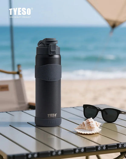 TYESO 750ML Double Wall Insulated Water Bottle Hot Water 304 Stainless Steel Flask for Fitness Outdoor Hiking Coffee Sticker