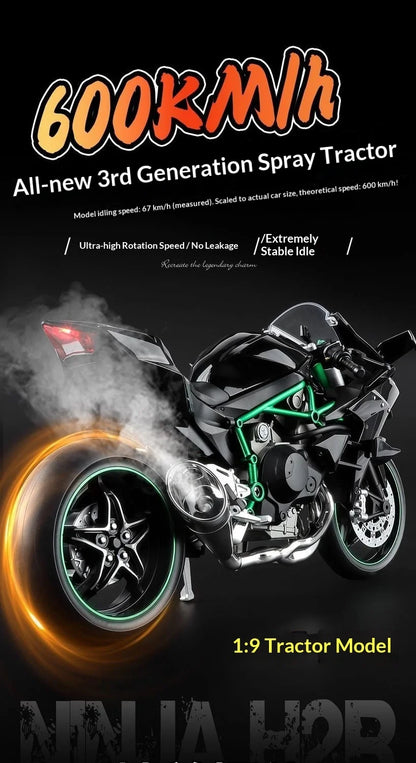 Kawasaki Ninja H2R 1:9 Scale Dynamic Model - Smoke Effect Alloy Motorcycle in Gift Box, Collector‘s Edition Cars