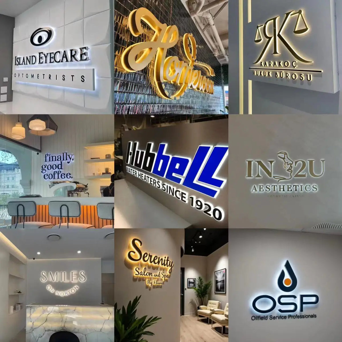 Custom Business Logo LED Illuminated Backlit Sign 3D Metal Stainless Steel Letters Outdoor Storefront Trade Show Signage