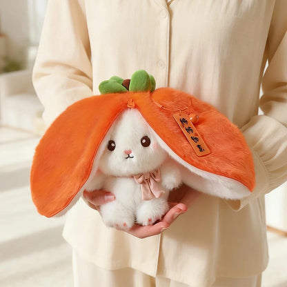New Cute Fruit Bunny Plush Toy Creative Durian Pineapple Carrot Strawberry Turn Into Rabbit Soft Doll Birthday Christmas Gift