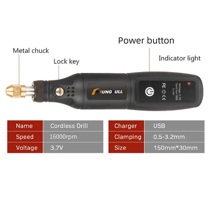 USB Engraving pen Mini Grinder Machine Rotary Tools Kit Rechargeable Dremel Tool Cordless Drill Mini Wireless Electric Drill