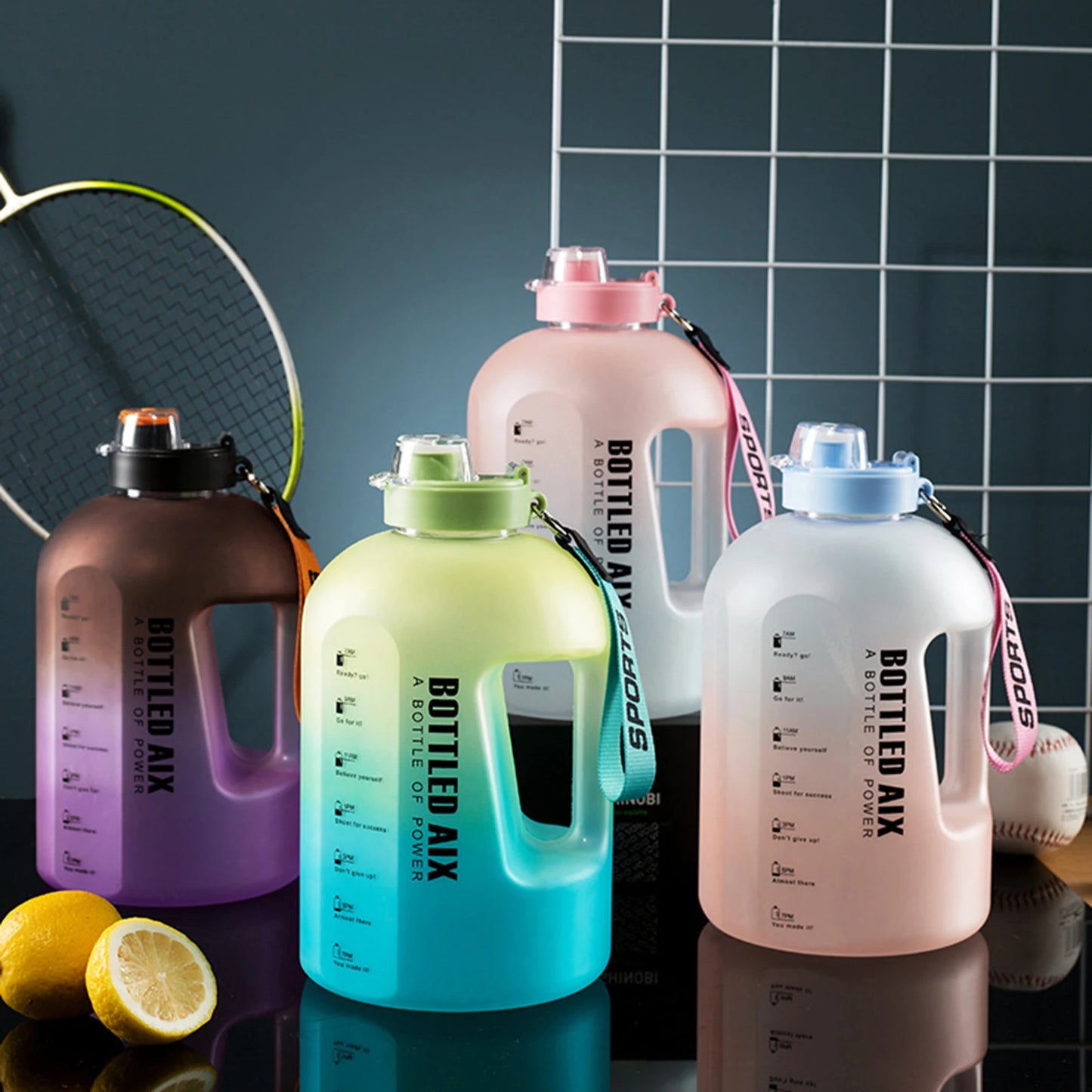 Extra Large Capacity Water Bottle Gradient Color Time Marker Designed Cup