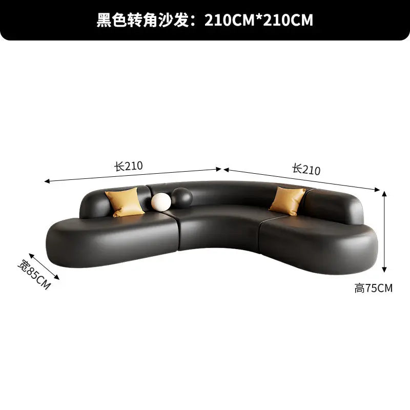 Italian Minimalist Office Sofa Modern High-end Living Room Corner L-shaped Reception Sofa Guest Area Office Furniture FYOS