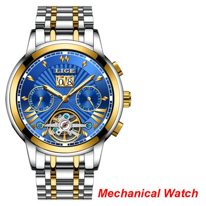 2026 LIGE Automatic Mechanical Wrist Watches For Men Top Brand Luxury Tourbillon Men Watch Fashion Business Waterproof Watch Men